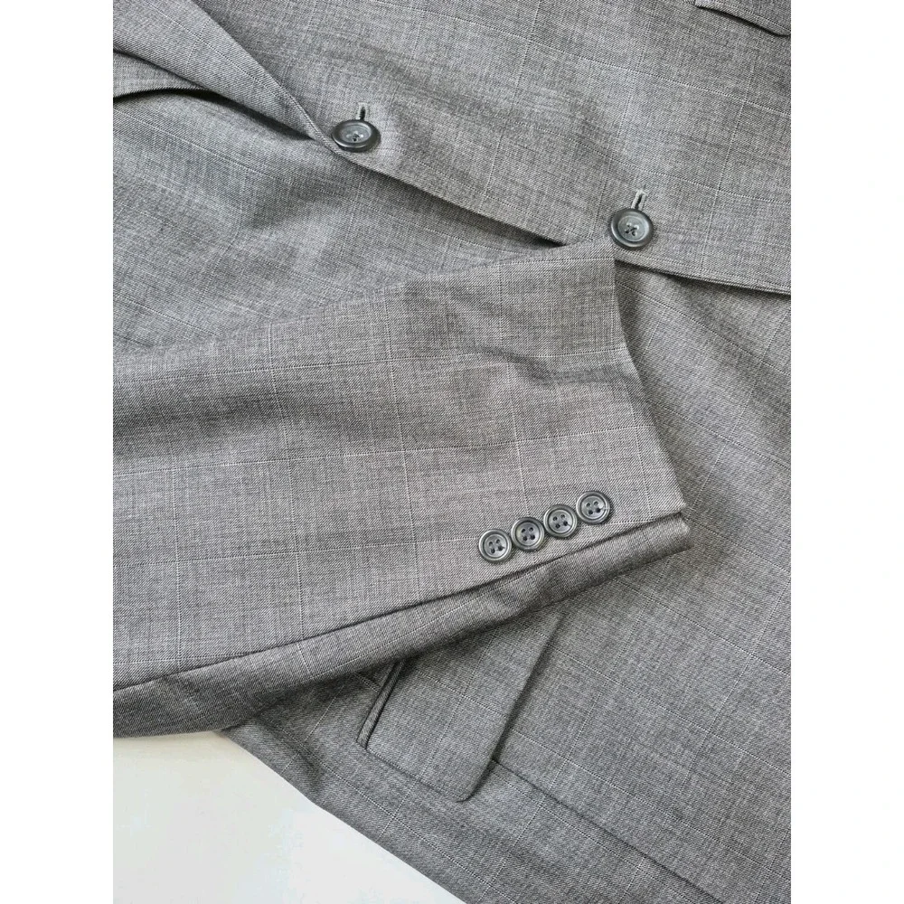 Joseph & Feiss Mens Sports Coat 44L Gray Wool 2 Button Blazer Jacket